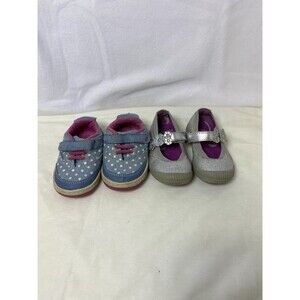 Stride Rite SR Layla Toddlers Girl Dress Shoes Silver Size 4.5 BONUS SHOES